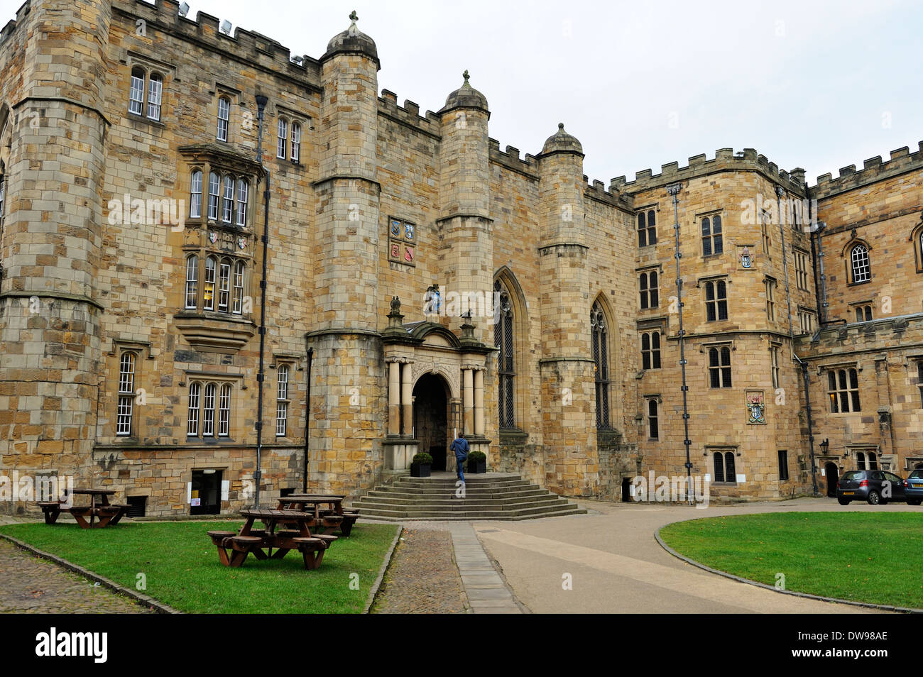 Cortile del castello di Durham (University College Durham) della Contea di Durham, Inghilterra Foto Stock