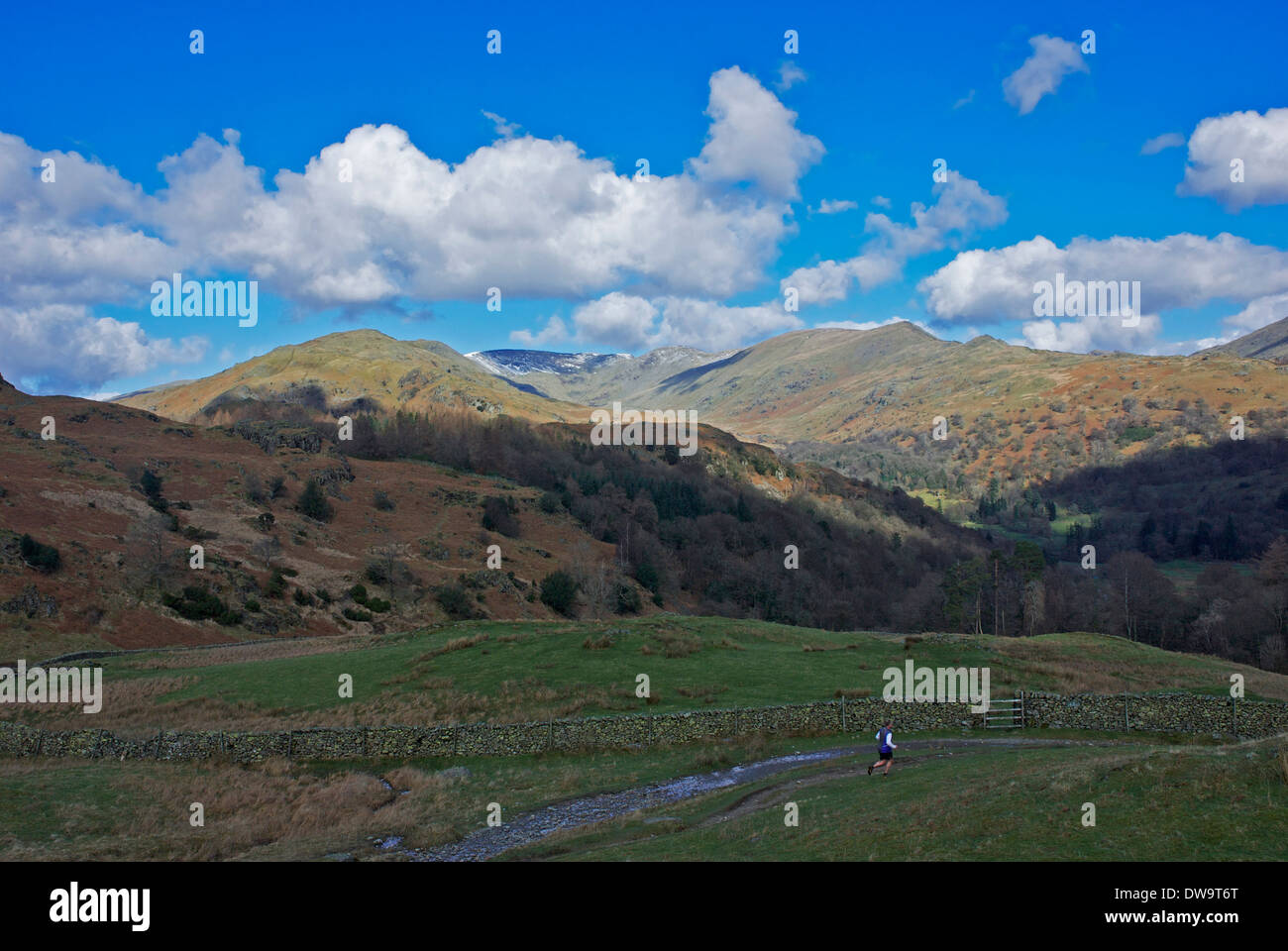 Il Fairfield Horseshoe da Loughrigg Fell, con cadde-runner, Parco Nazionale del Distretto dei Laghi, Cumbria, England Regno Unito Foto Stock