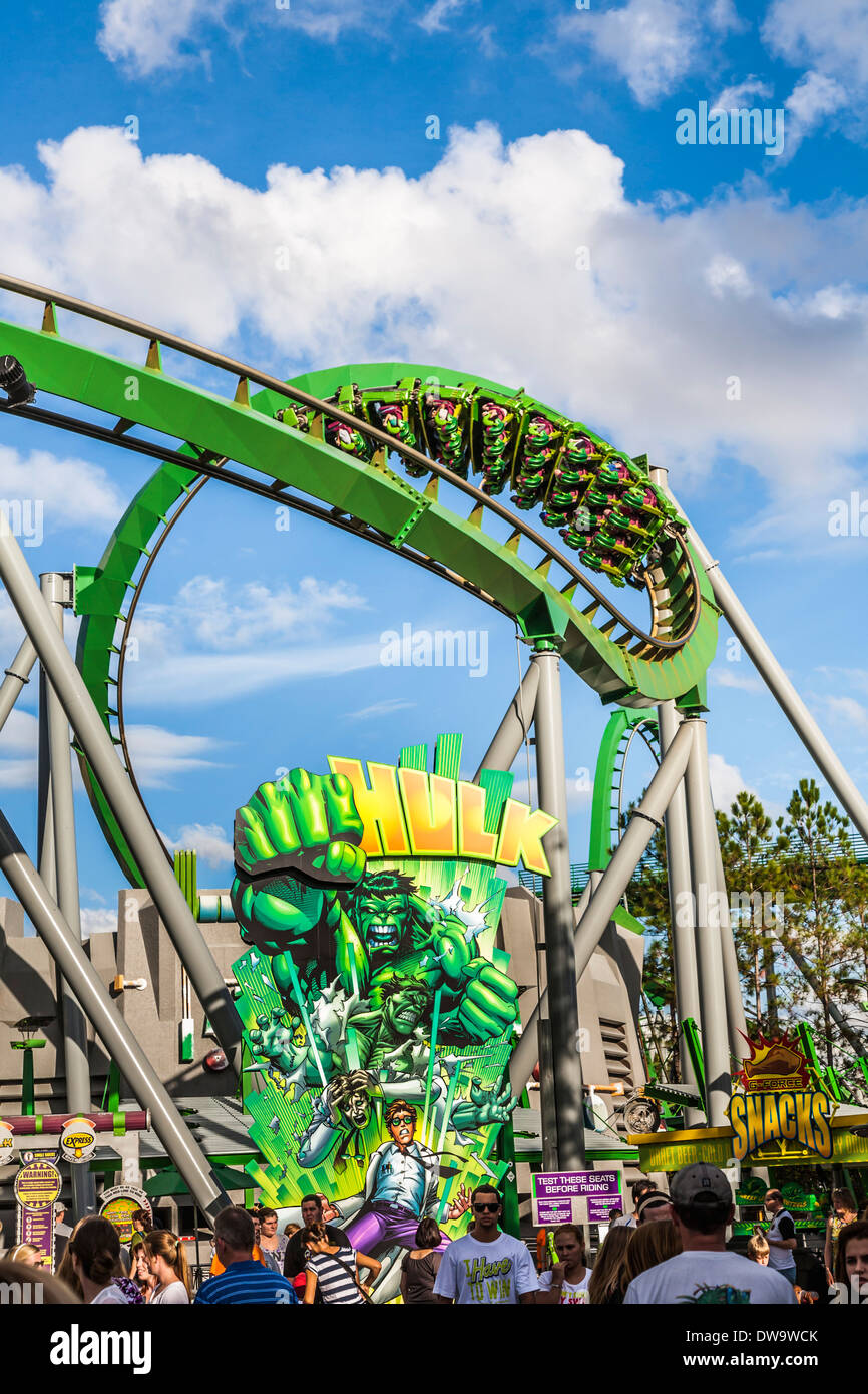 The Incredible Hulk roller coaster in Marvel Super Hero Isola presso gli Universal Studios Islands of Adventure a Orlando in Florida Foto Stock