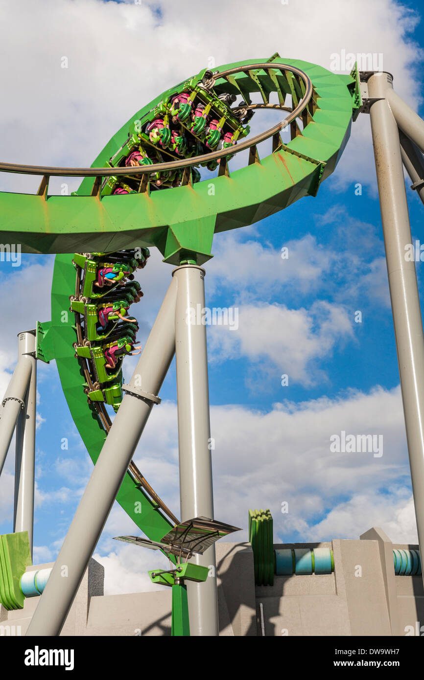 The Incredible Hulk roller coaster in Marvel Super Hero Isola presso gli Universal Studios Islands of Adventure a Orlando in Florida Foto Stock
