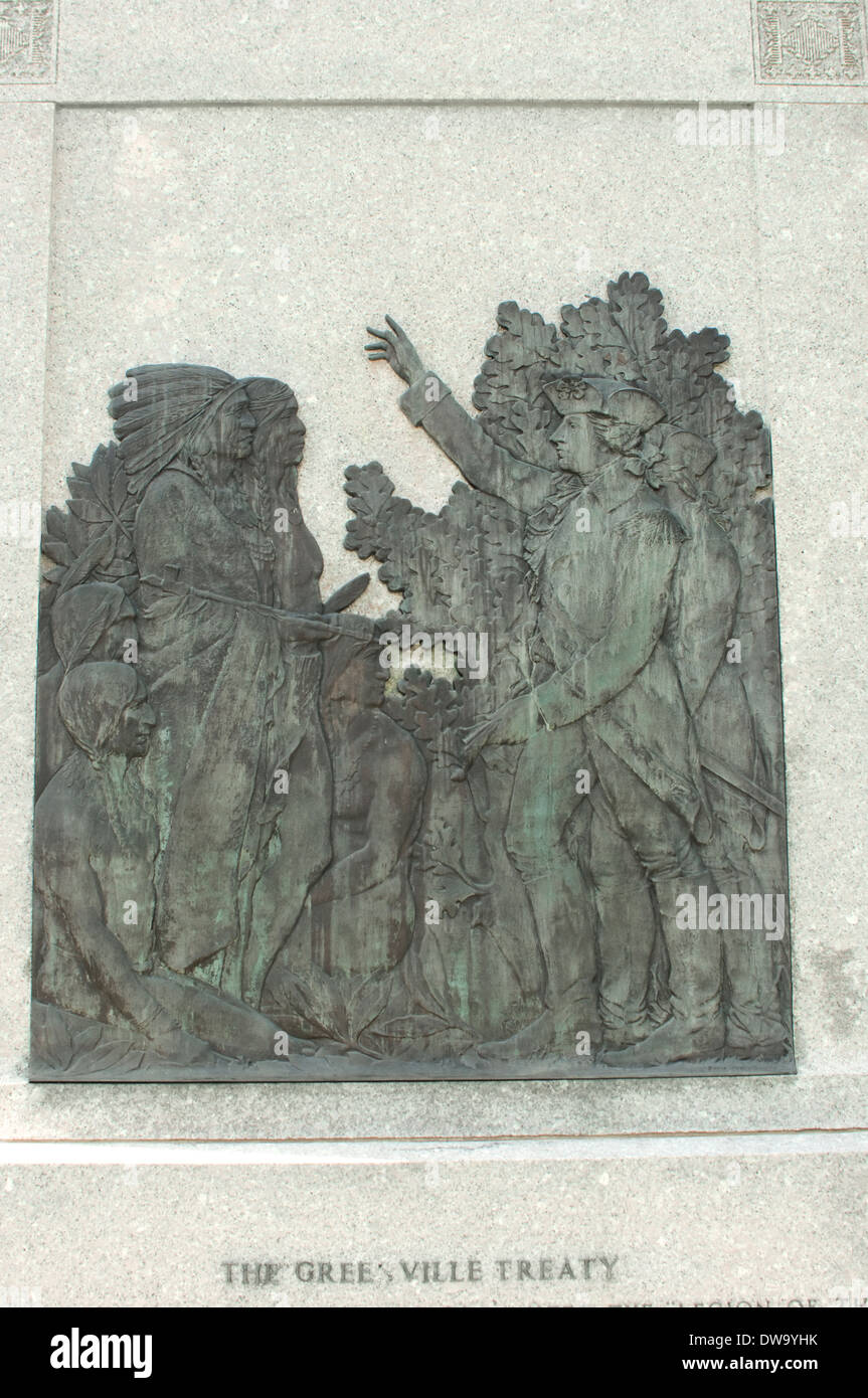 Memoriale al Trattato di Greenville, dei travi crollati battlefield, Ohio. Fotografia digitale Foto Stock