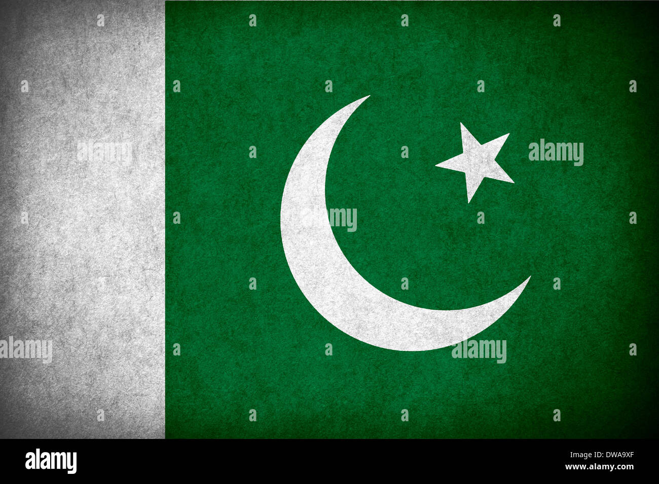 Bandiera del Pakistan o banner pakistano su carta ruvida consistenza configurazione Foto Stock