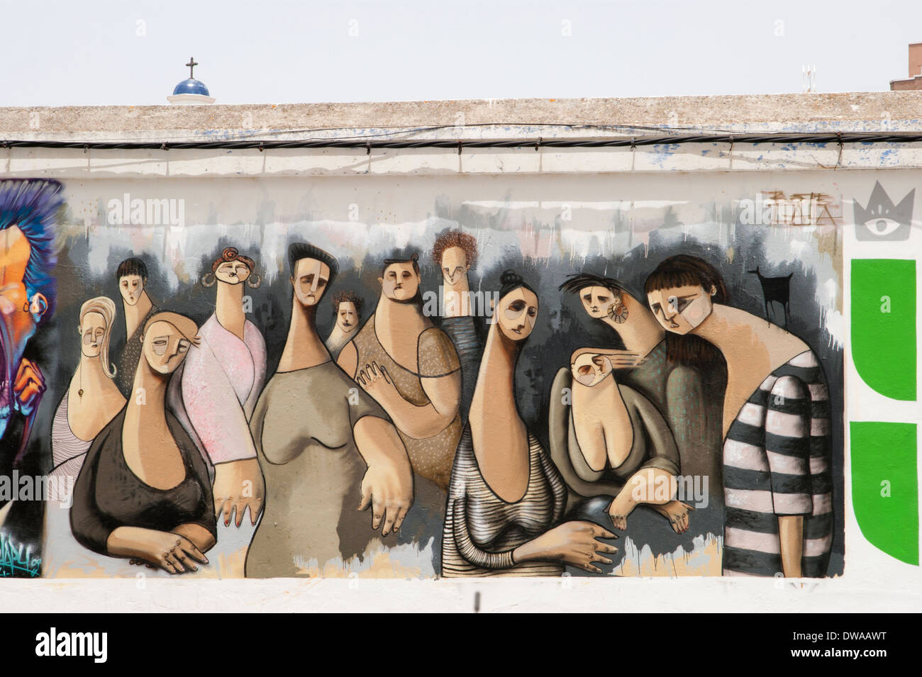 Bella arte dei graffiti a Cadice, Andalusia, Spagna Foto Stock