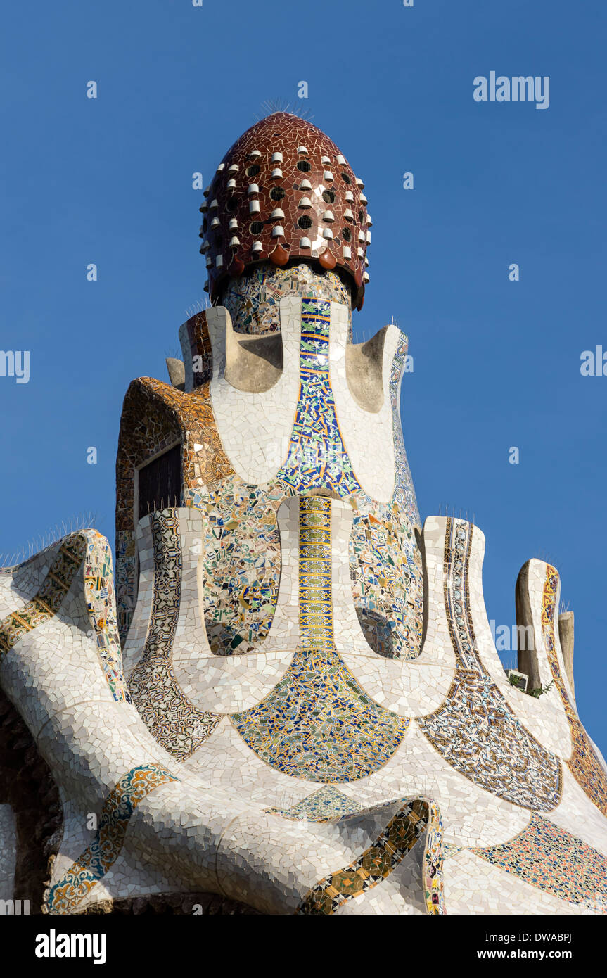 Parco Guell di Antoni Gaudi, Barcellona, la Catalogna, Spagna, Foto Stock