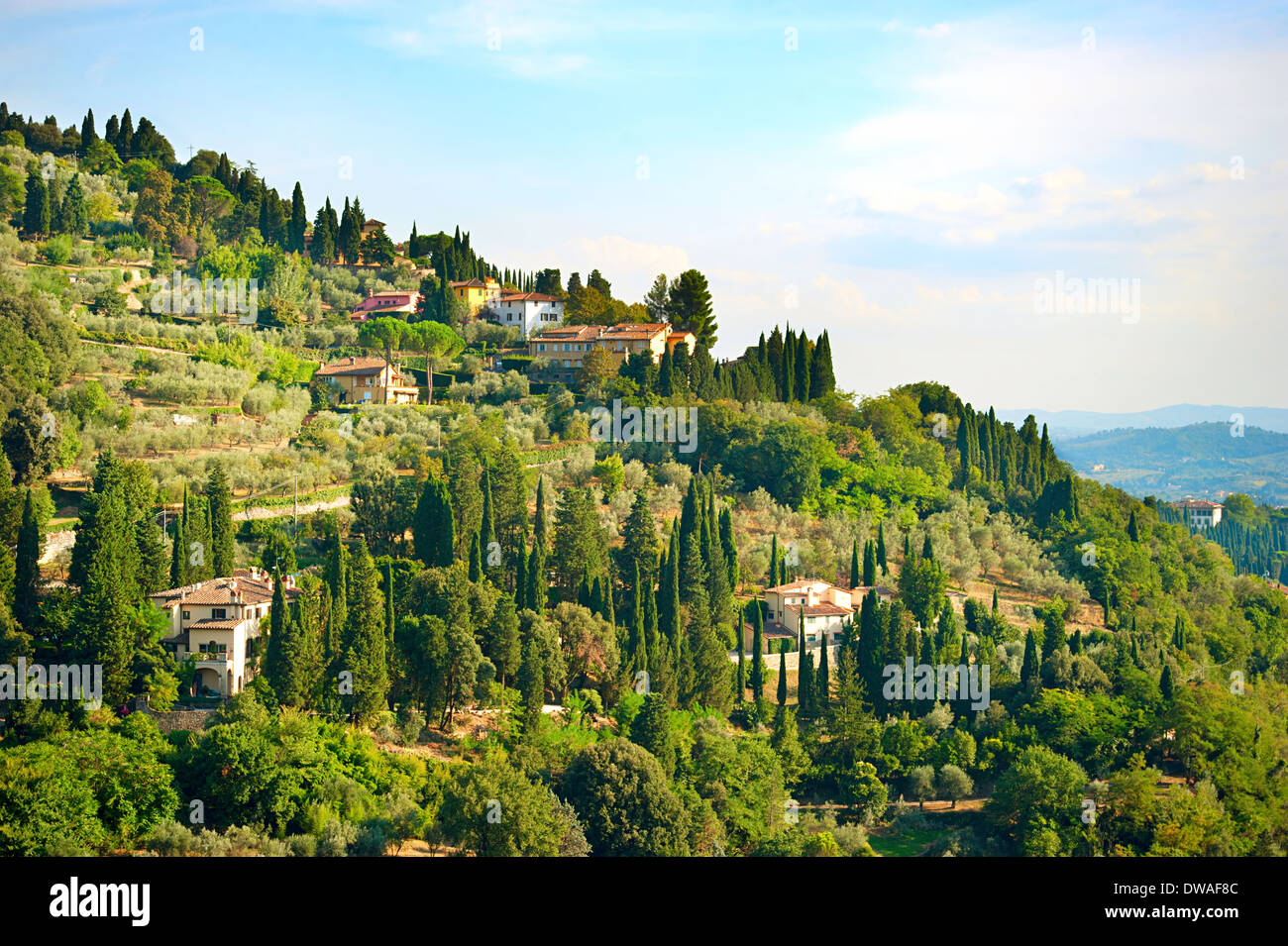 Bella Toscana paesaggio vicino Firenze città. Italia Foto Stock