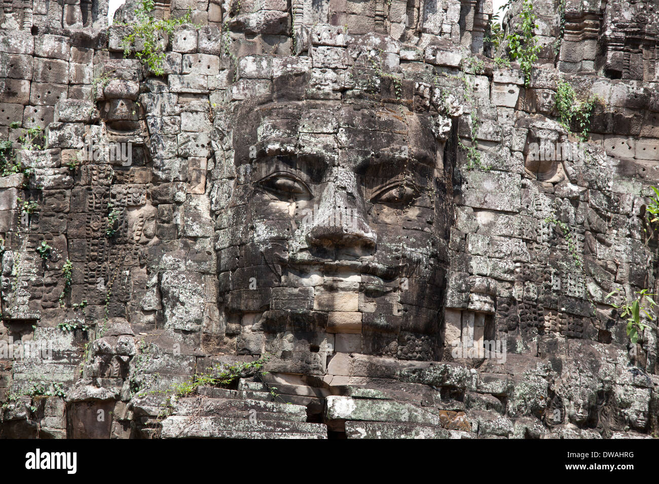 Tempio Bayon famoso per le facce larghe Cambogia Foto Stock