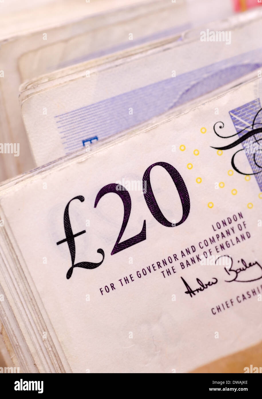 Venti Pound note Foto Stock