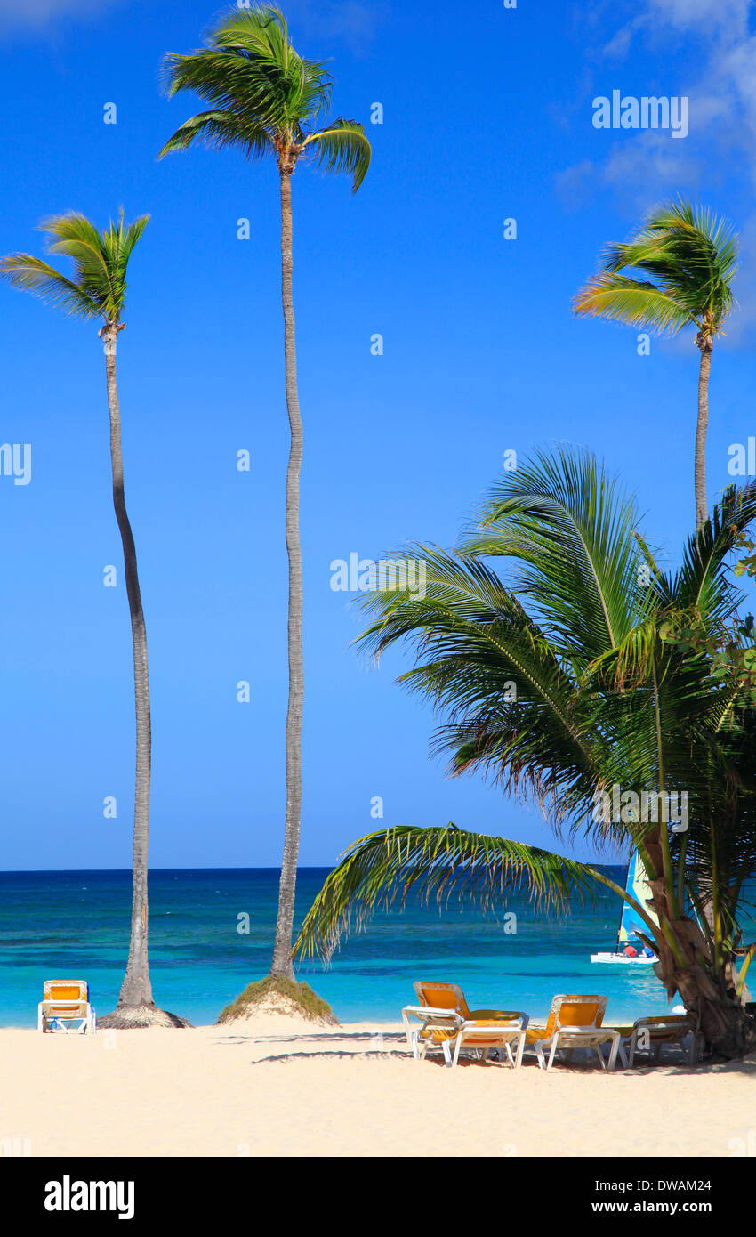 Spiaggia di sabbia bianca, Punta Cana Repubblica Dominicana Foto Stock