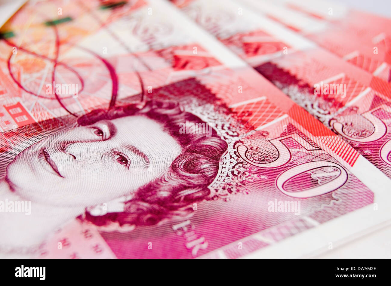 Cinquanta Pound note Foto Stock