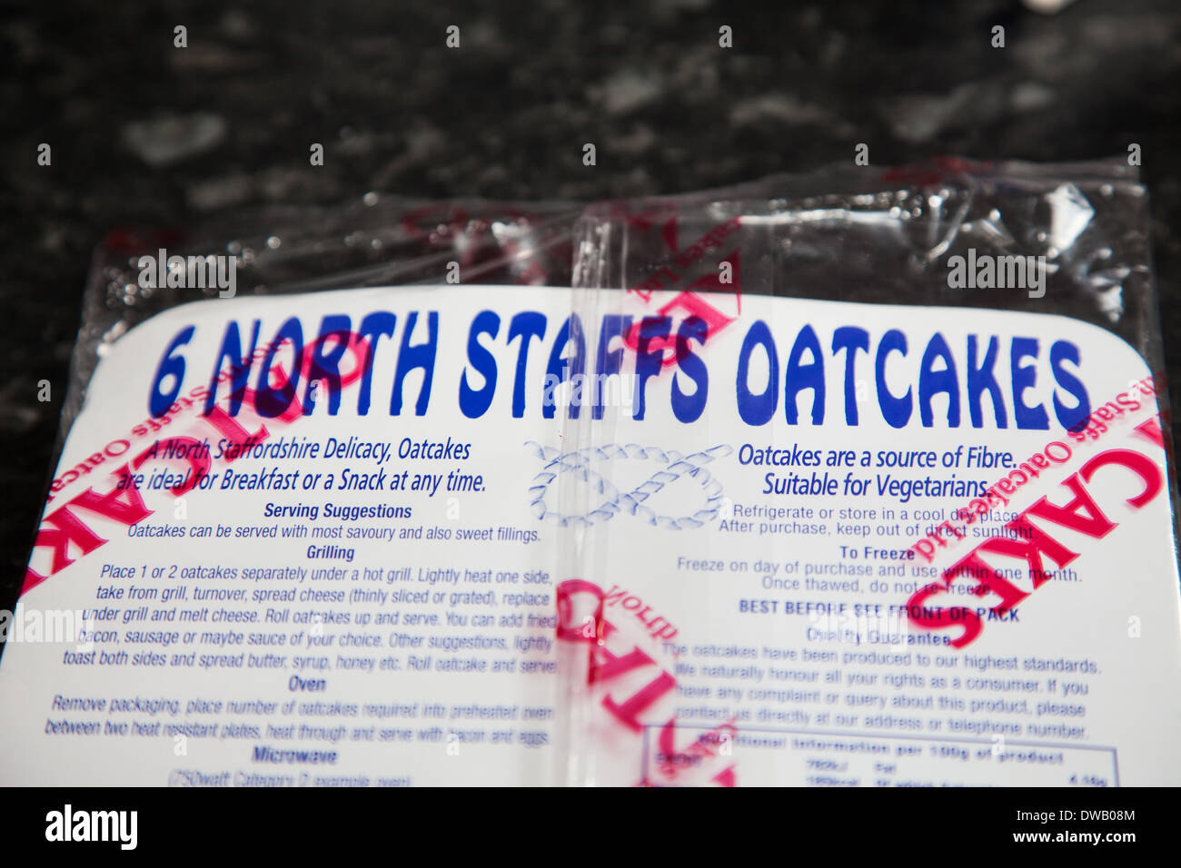 Un pacchetto di torte d'oostaffordshire del Nord, una gastronomia regionale, Stoke-on-Trent, Staffordshire, Inghilterra, Regno Unito Foto Stock