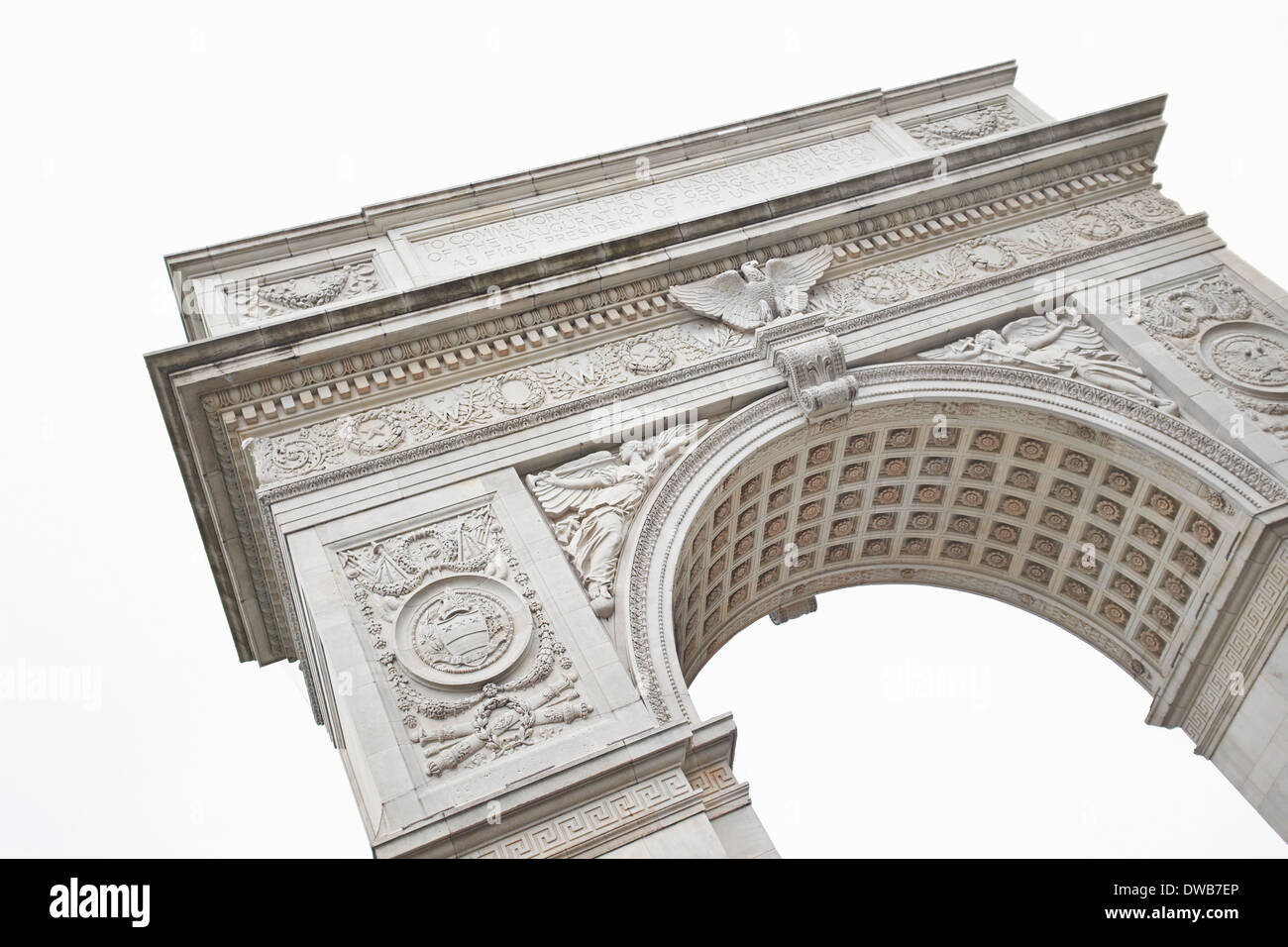 Dettaglio ritagliata di Washington Square Arch, New York, Stati Uniti d'America Foto Stock