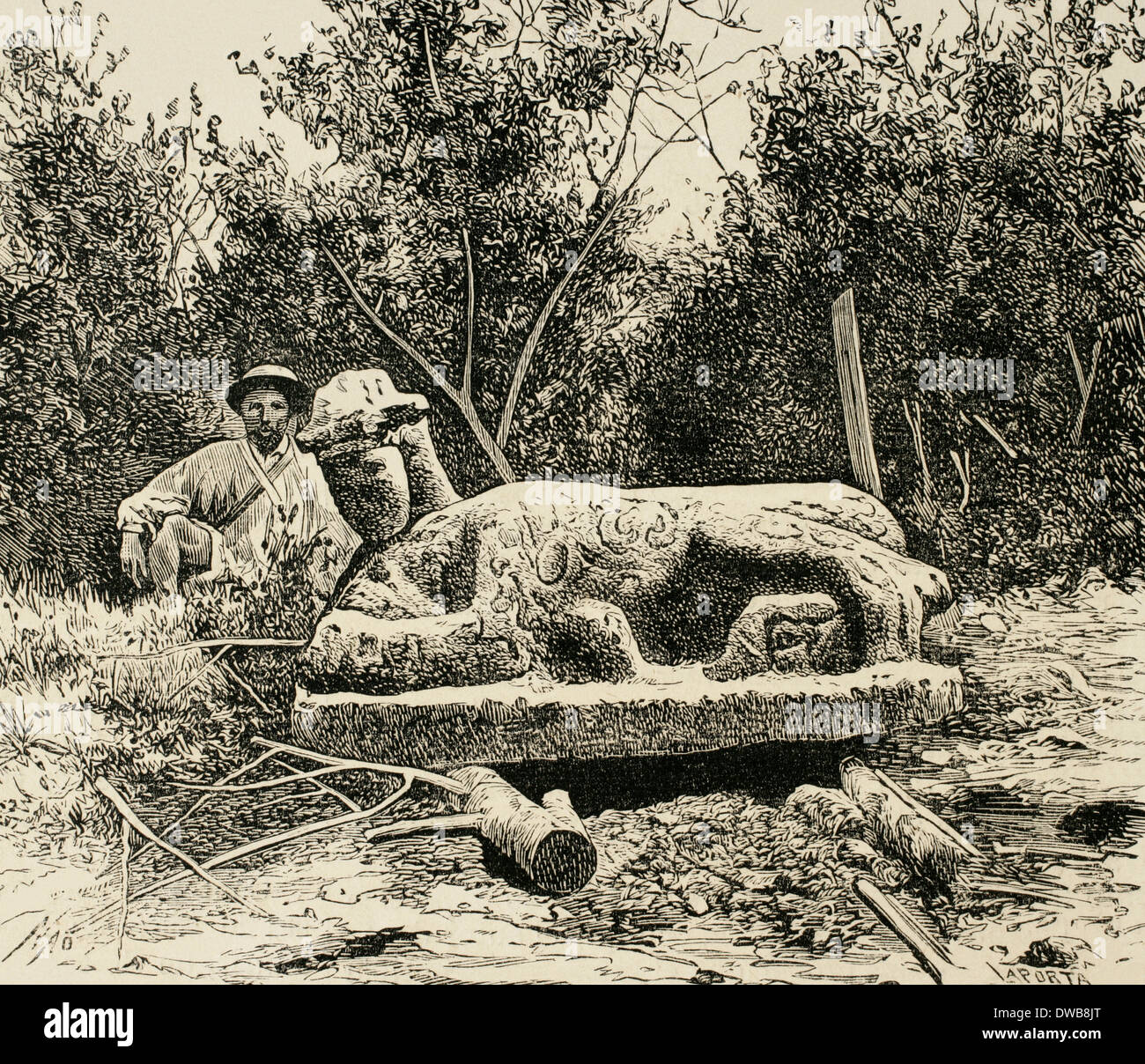 Augustus Le Plongeon (1825-1908) fotografo angloamericano e antiquario. Incisione. Foto Stock