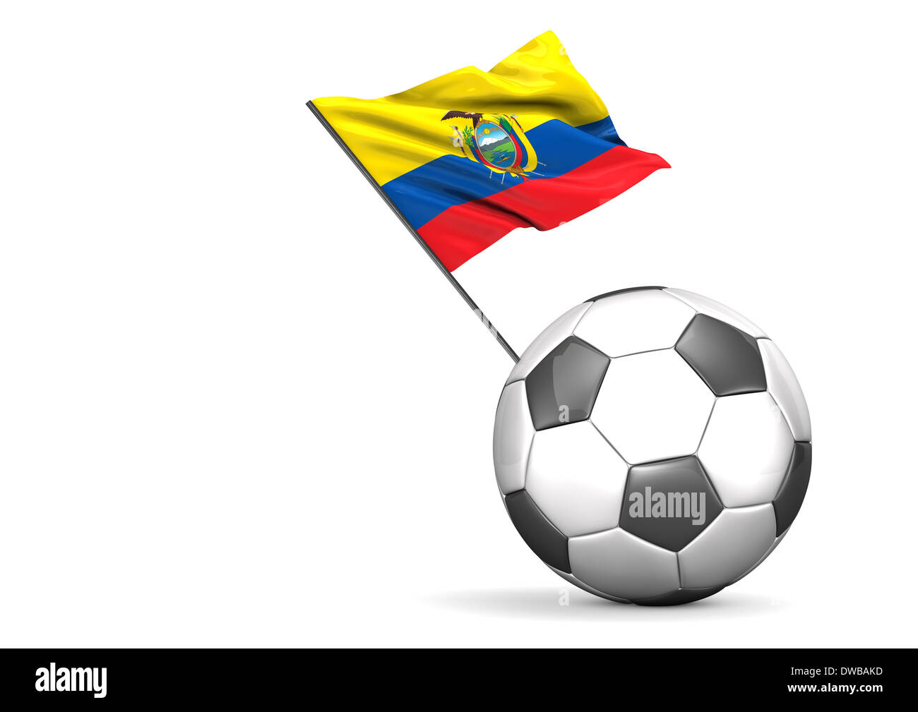 Calcio con bandiera di Ecuador, rendering 3D Foto Stock