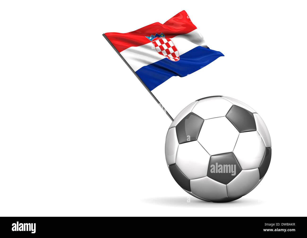 Calcio con bandiera della Croazia, rendering 3D Foto Stock