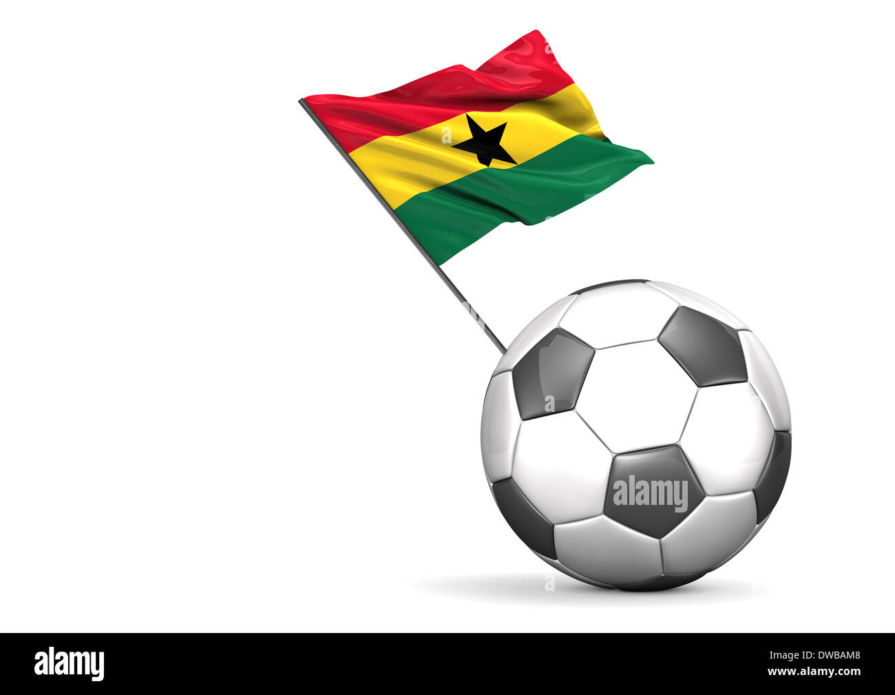 Il calcio con la bandiera del Ghana, rendering 3D Foto Stock