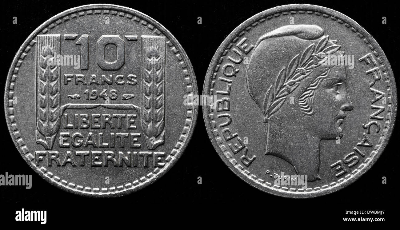10 franchi coin, Francia, 1948 Foto Stock