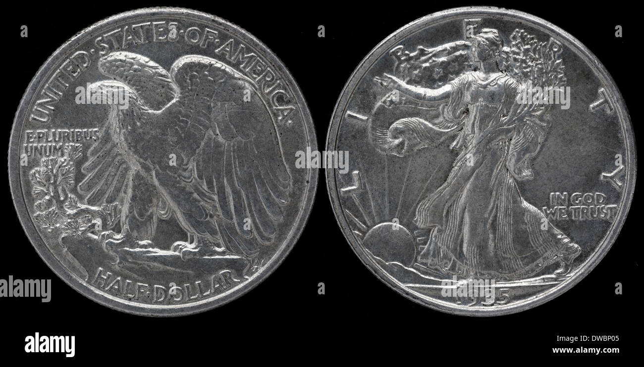 Mezzo dollaro moneta d'argento, Passeggiate Liberty, USA, 1935 Foto stock -  Alamy