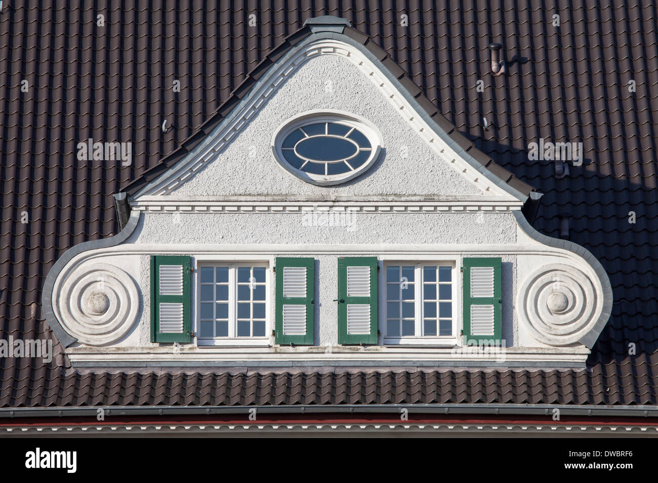 In Germania, in Renania settentrionale-Vestfalia, Essen, Margarethenhoehe, timpano di casa residenziale Foto Stock