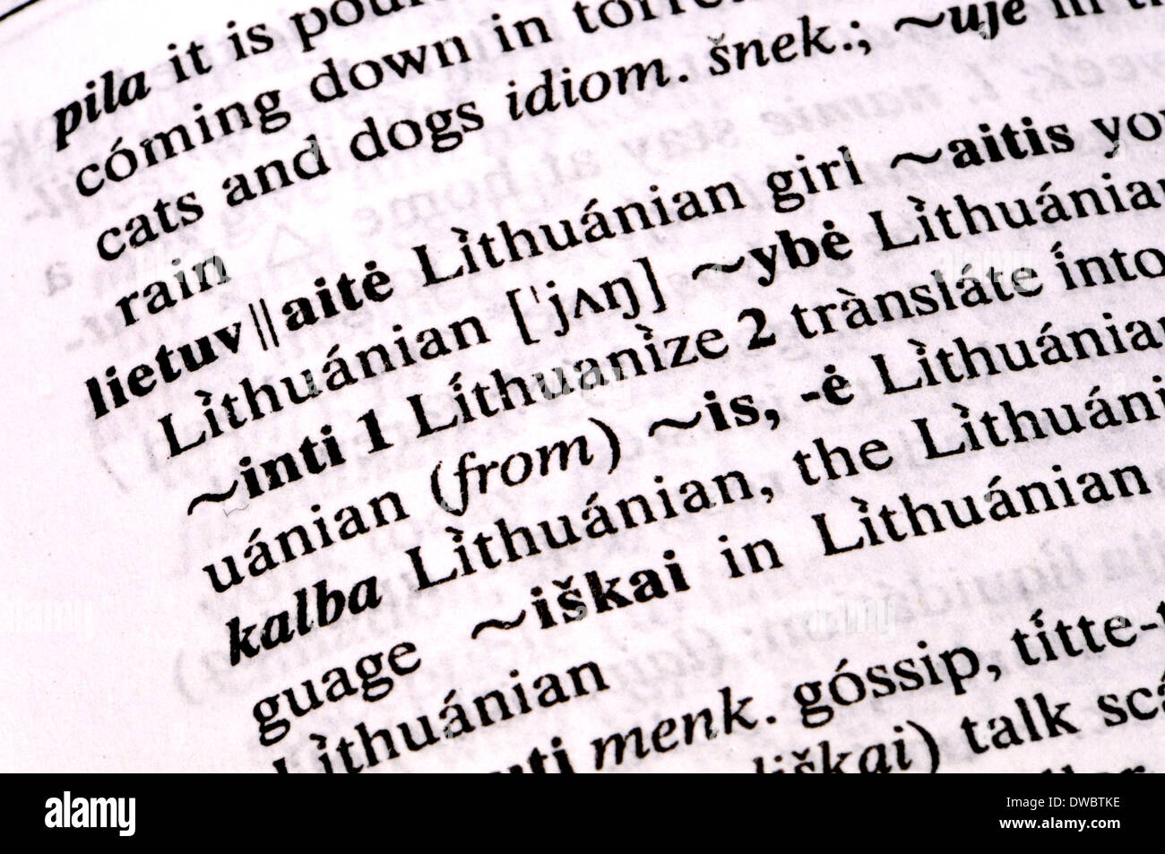 Dizionario English-Lithuanian Foto Stock