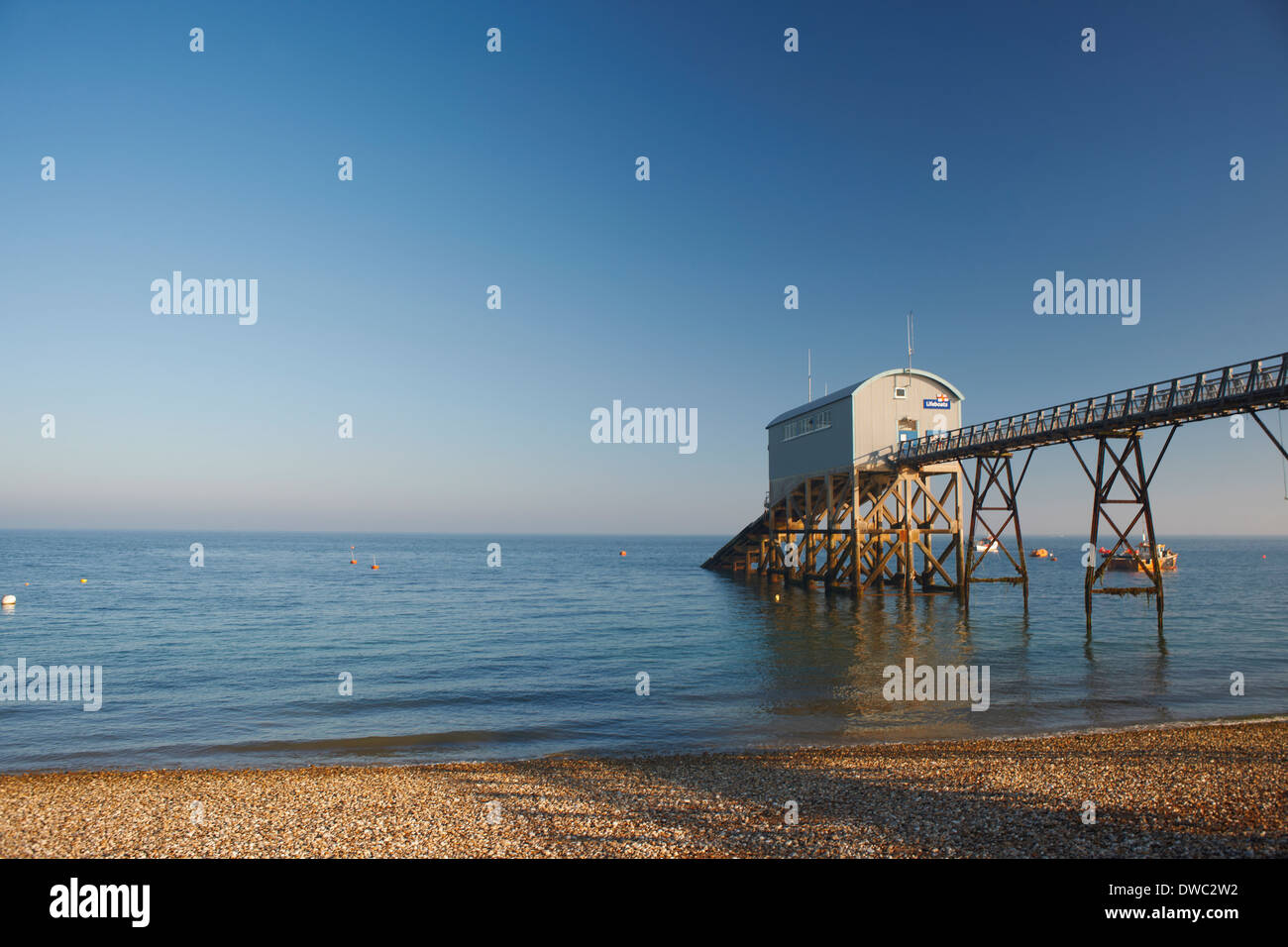 Scialuppa di salvataggio della stazione a Selsey, West Sussex, Regno Unito Foto Stock