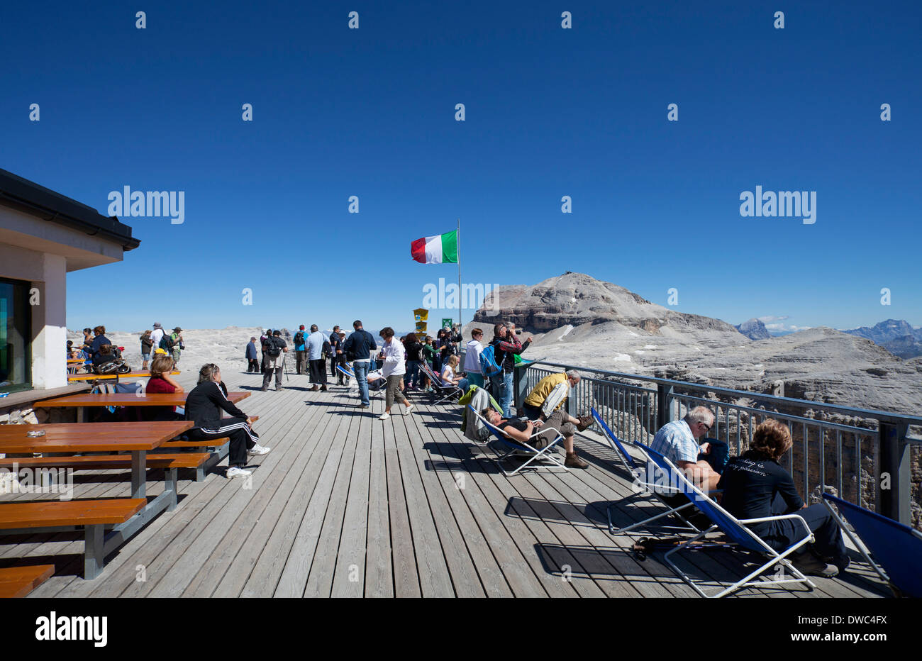 L'Italia, Trentino, Belluno, stazione di montagna al Sass Pordoi Foto Stock