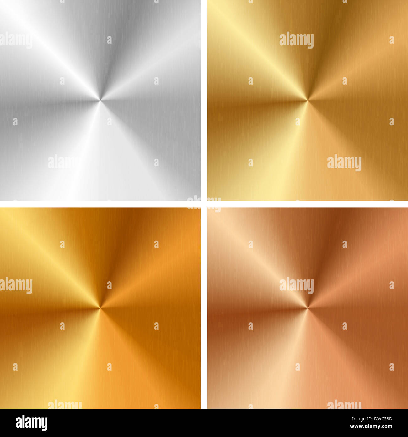 Texture in metallo - argento, oro, oro antico, bronzo Foto Stock