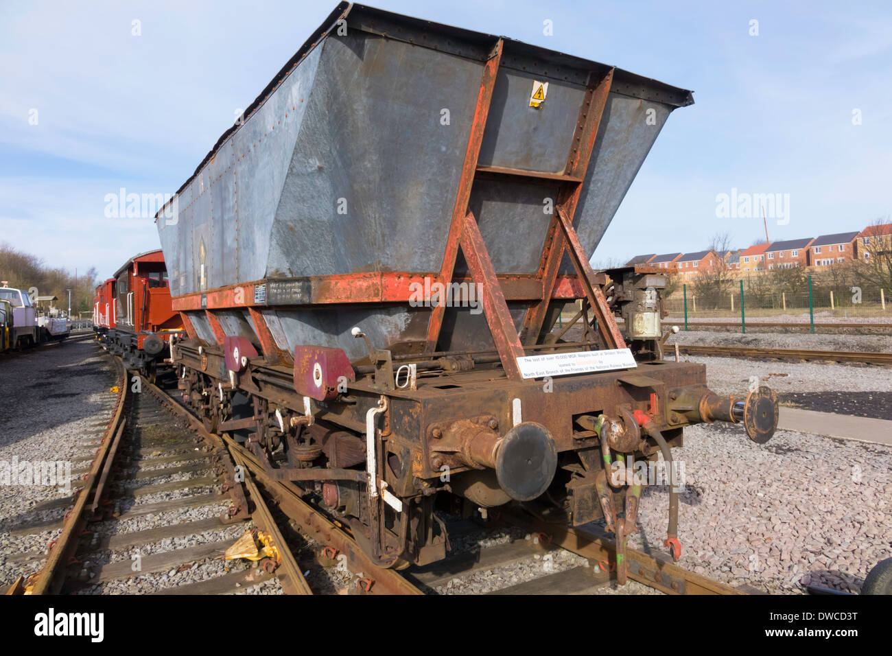 L'ultimo di oltre 10.000 MGR carbone carri tramoggia costruito a Shildon opere che chiuse nel 1984 Foto Stock