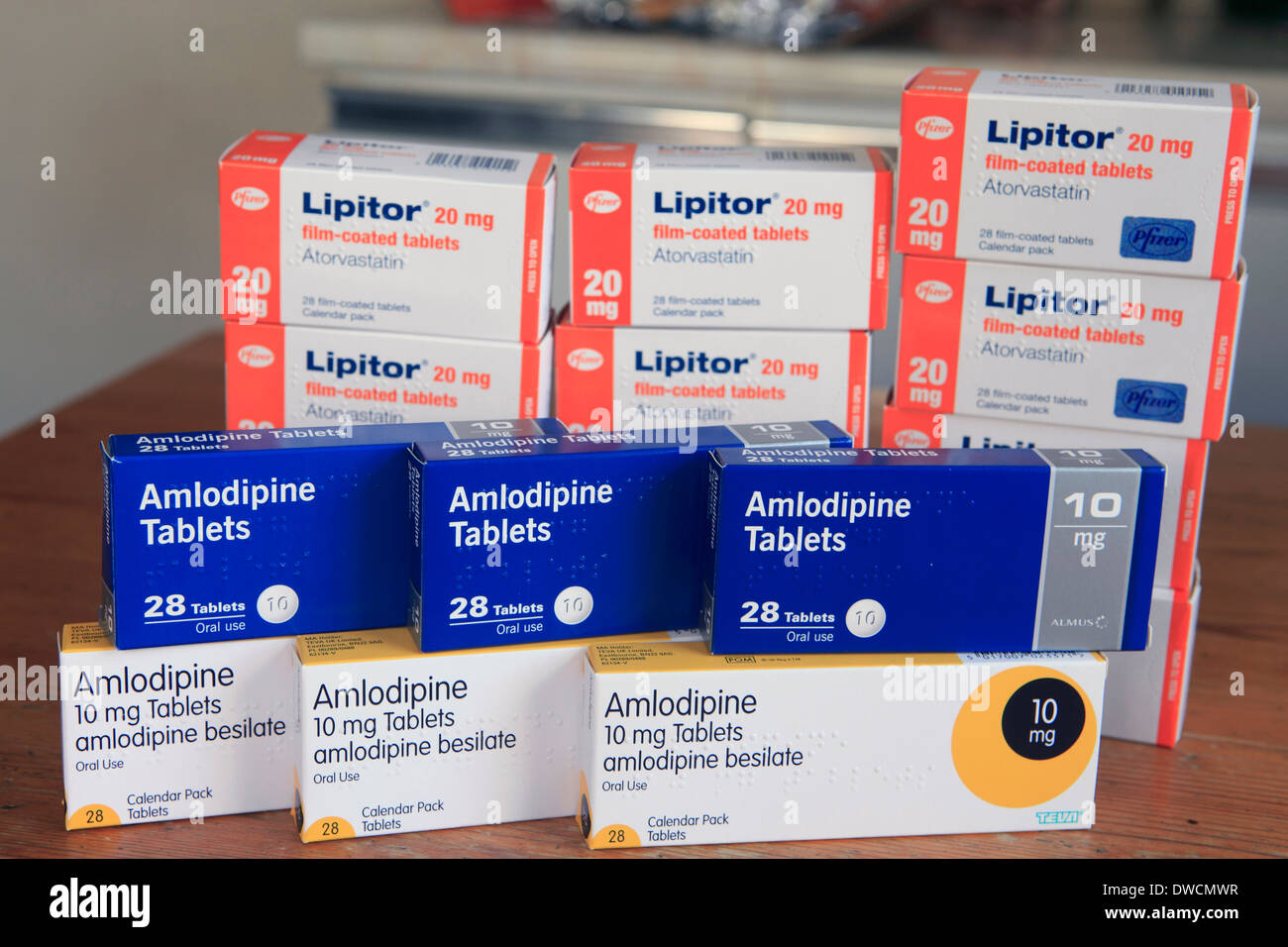 Regno Unito di scatole di lipitor una medicina di prescrizione Foto Stock