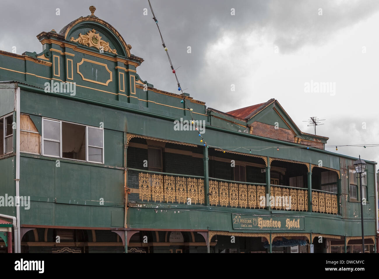 Hunters Hotel circa 1898, Queenstown storica, Tasmania, Australia Foto Stock