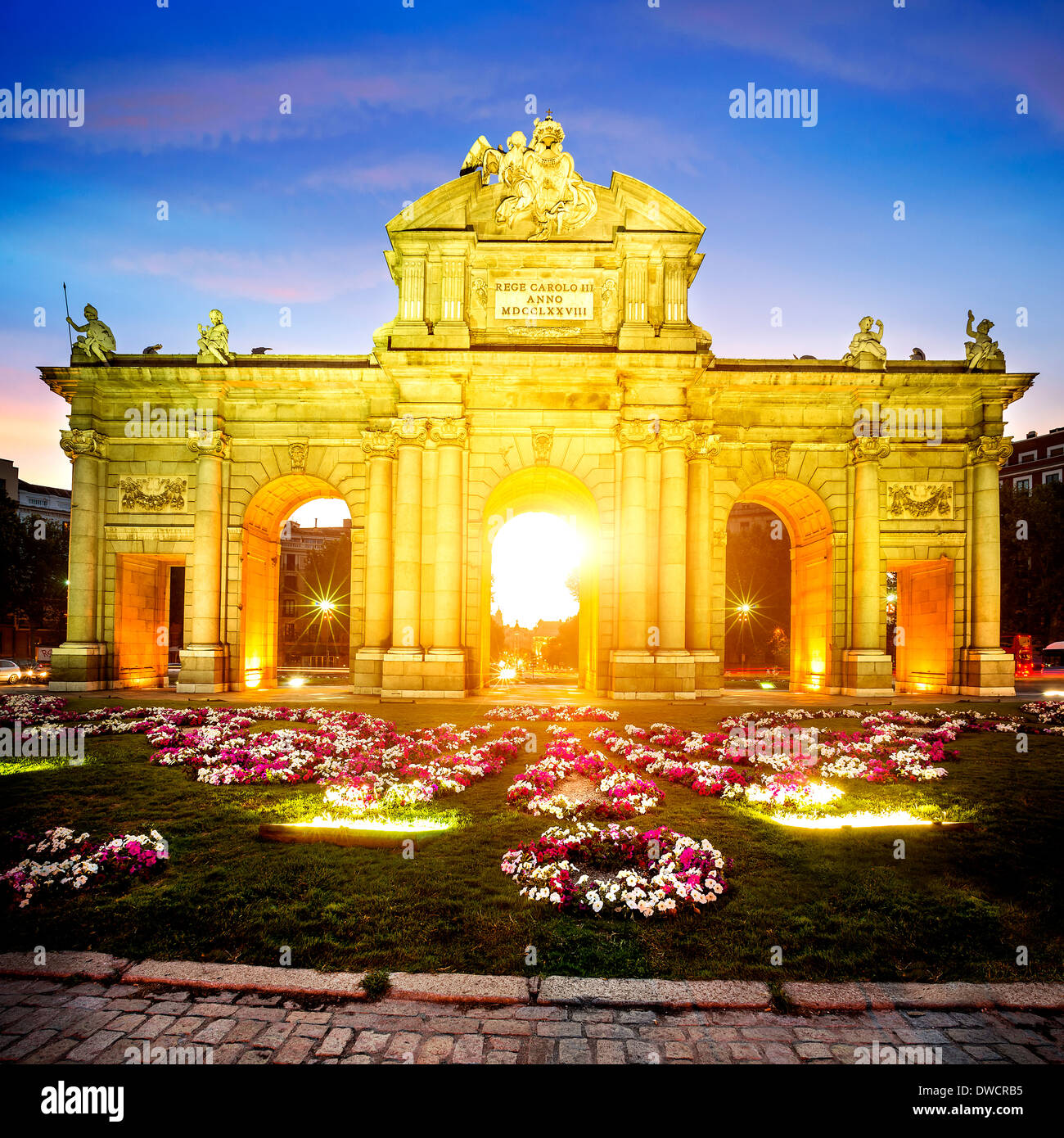 La famosa Puerta de Alcala, Madrid Cibeles distretto, Spagna Foto Stock