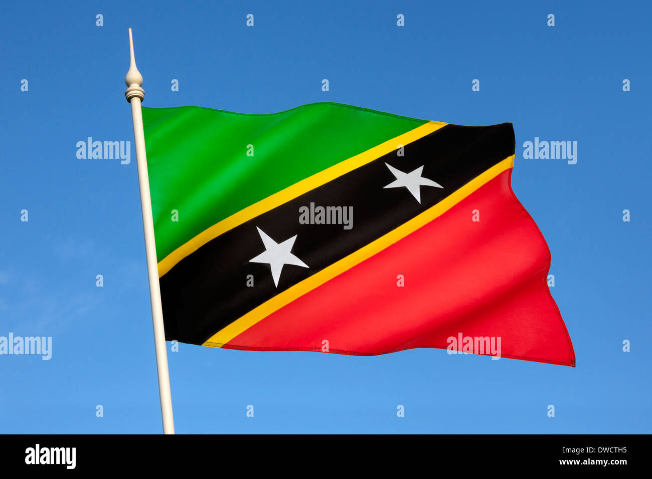 La bandiera di Saint Kitts e Nevis Foto Stock