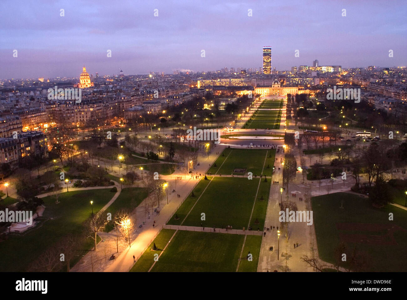 Luce della Sera, vista dalla Torre Eiffel, Parigi Foto Stock