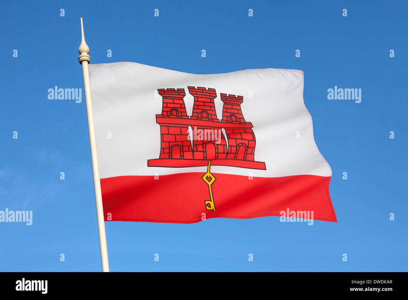 La bandiera di Gibilterra Foto Stock