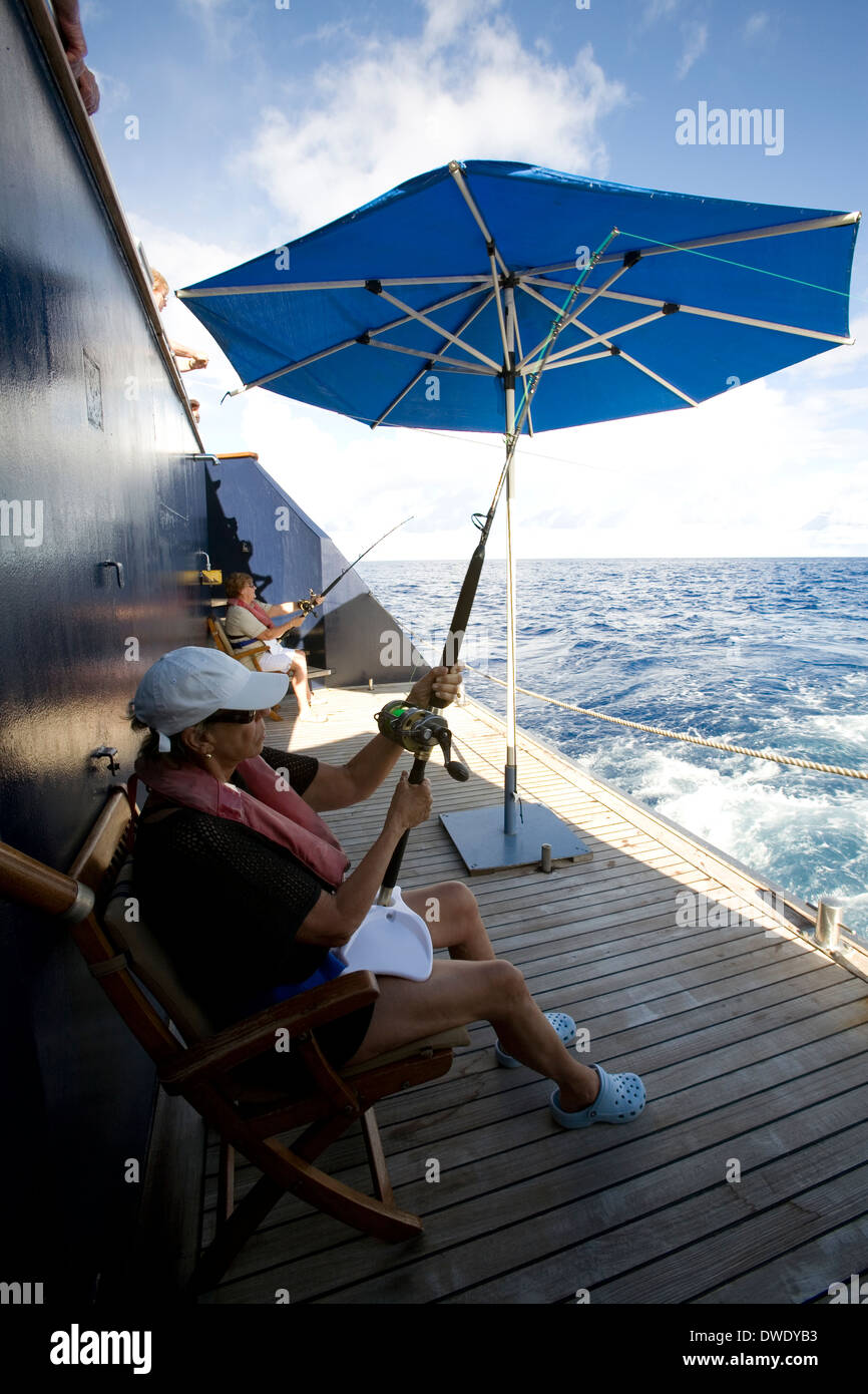 Trolling off Aussie expedition cruiser Orion, Melanesia & Isole Salomone cruise Foto Stock