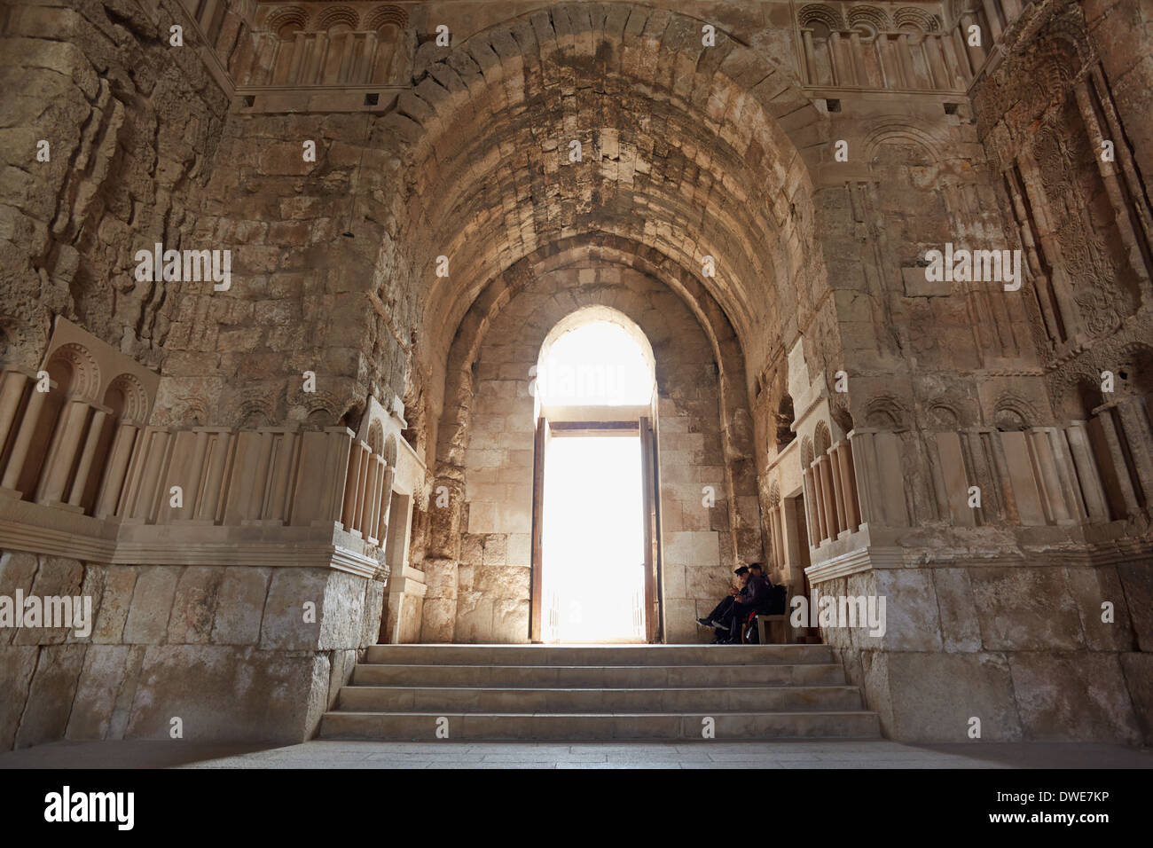 Il Palazzo di Umayyad interno con protezioni in Amman, Giordania Foto Stock