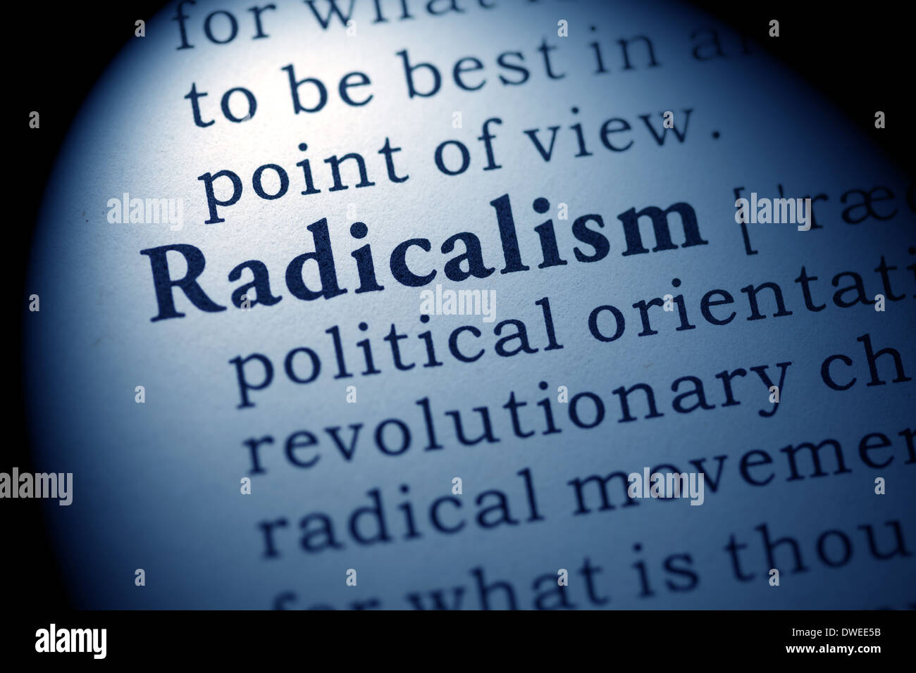 Fake Dizionario, definizione del dizionario della parola radicalismo. Foto Stock