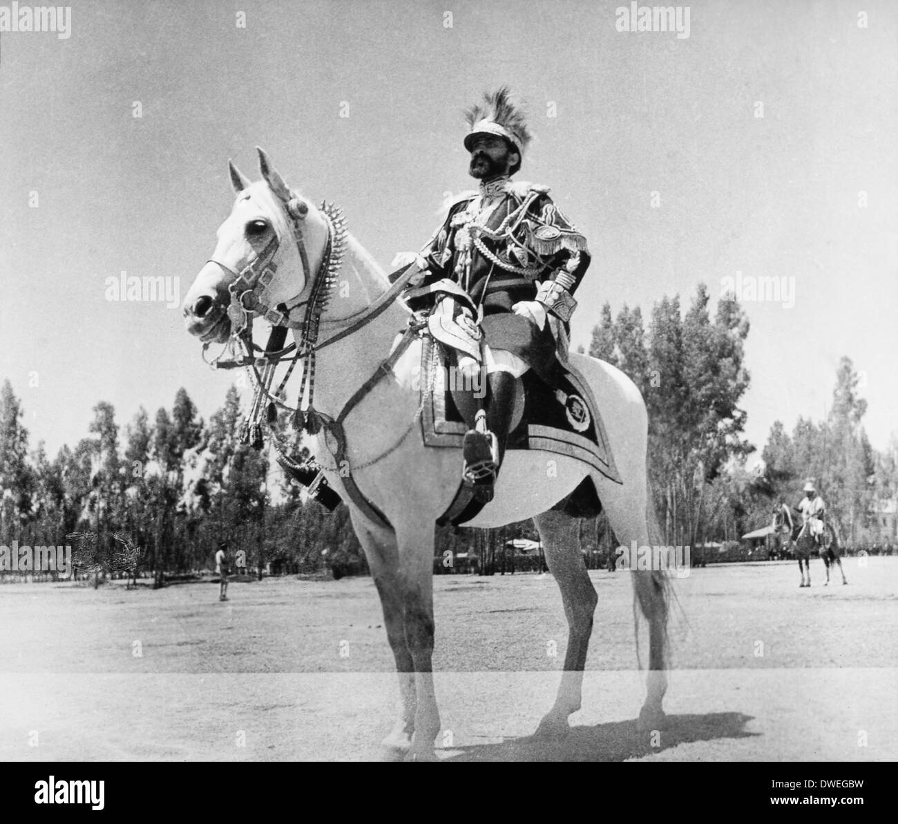 Haile Selassie (1892-1975), l'imperatore di Etiopia, ritratto a cavallo, 1935 Foto Stock