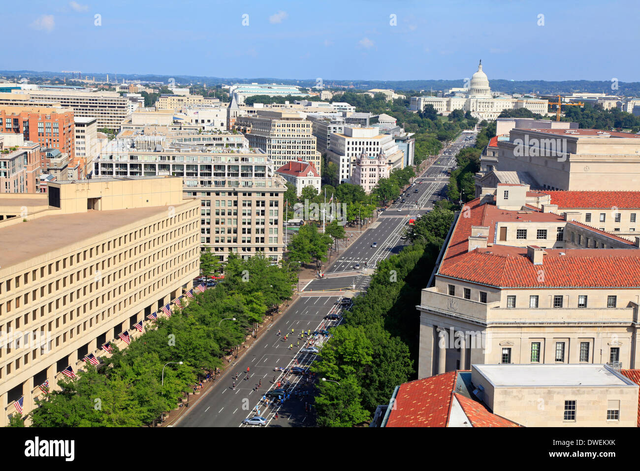 Washington DC, Pennsylvania Avenue, vista aerea Foto Stock