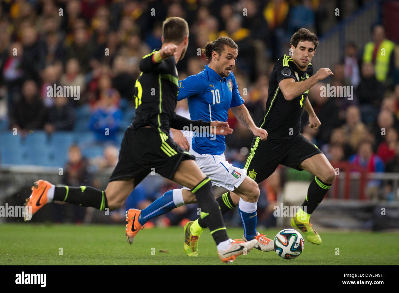 Madrid, Spagna. 5 Mar 2014. Pablo Daniel Osvaldo (ITA) Calcio : internazionale amichevole tra Spagna 1-0 Italia a Estadio Vicente Calderon di Madrid in Spagna . © foto di Maurizio Borsari/AFLO/Alamy Live News Foto Stock