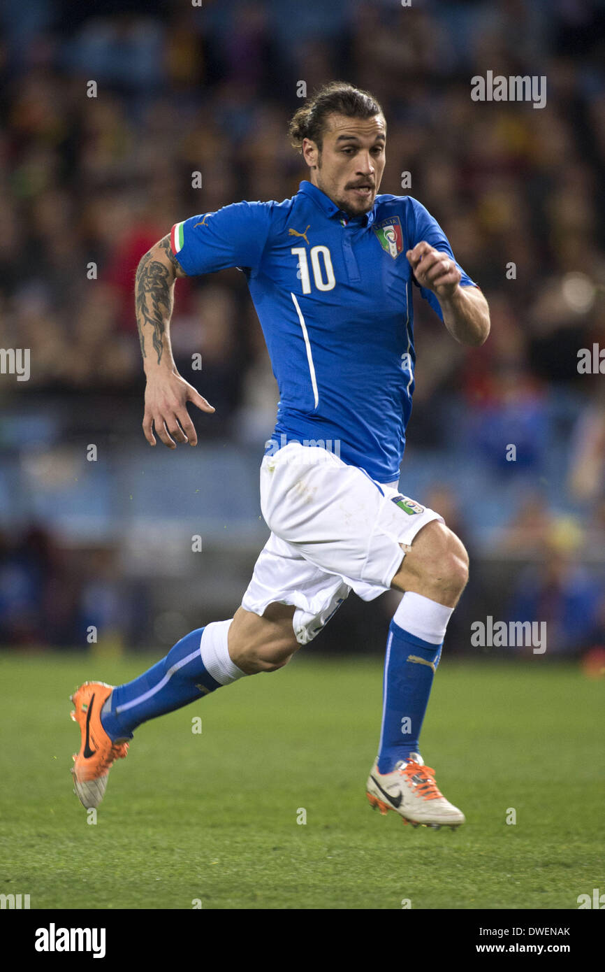 Madrid, Spagna. 5 Mar 2014. Pablo Daniel Osvaldo (ITA) Calcio : internazionale amichevole tra Spagna 1-0 Italia a Estadio Vicente Calderon di Madrid in Spagna . © foto di Maurizio Borsari/AFLO/Alamy Live News Foto Stock