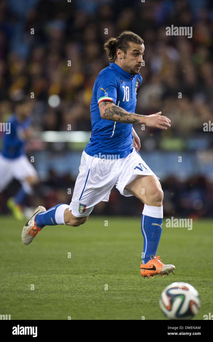 Madrid, Spagna. 5 Mar 2014. Pablo Daniel Osvaldo (ITA) Calcio : internazionale amichevole tra Spagna 1-0 Italia a Estadio Vicente Calderon di Madrid in Spagna . © foto di Maurizio Borsari/AFLO/Alamy Live News Foto Stock