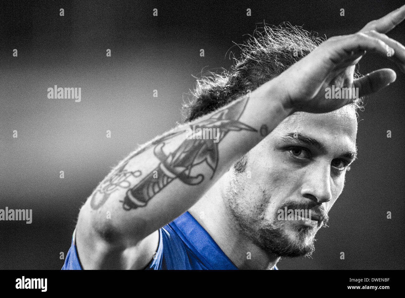 Madrid, Spagna. 5 Mar 2014. Pablo Daniel Osvaldo (ITA) Calcio : internazionale amichevole tra Spagna 1-0 Italia a Estadio Vicente Calderon di Madrid in Spagna . © foto di Maurizio Borsari/AFLO/Alamy Live News Foto Stock