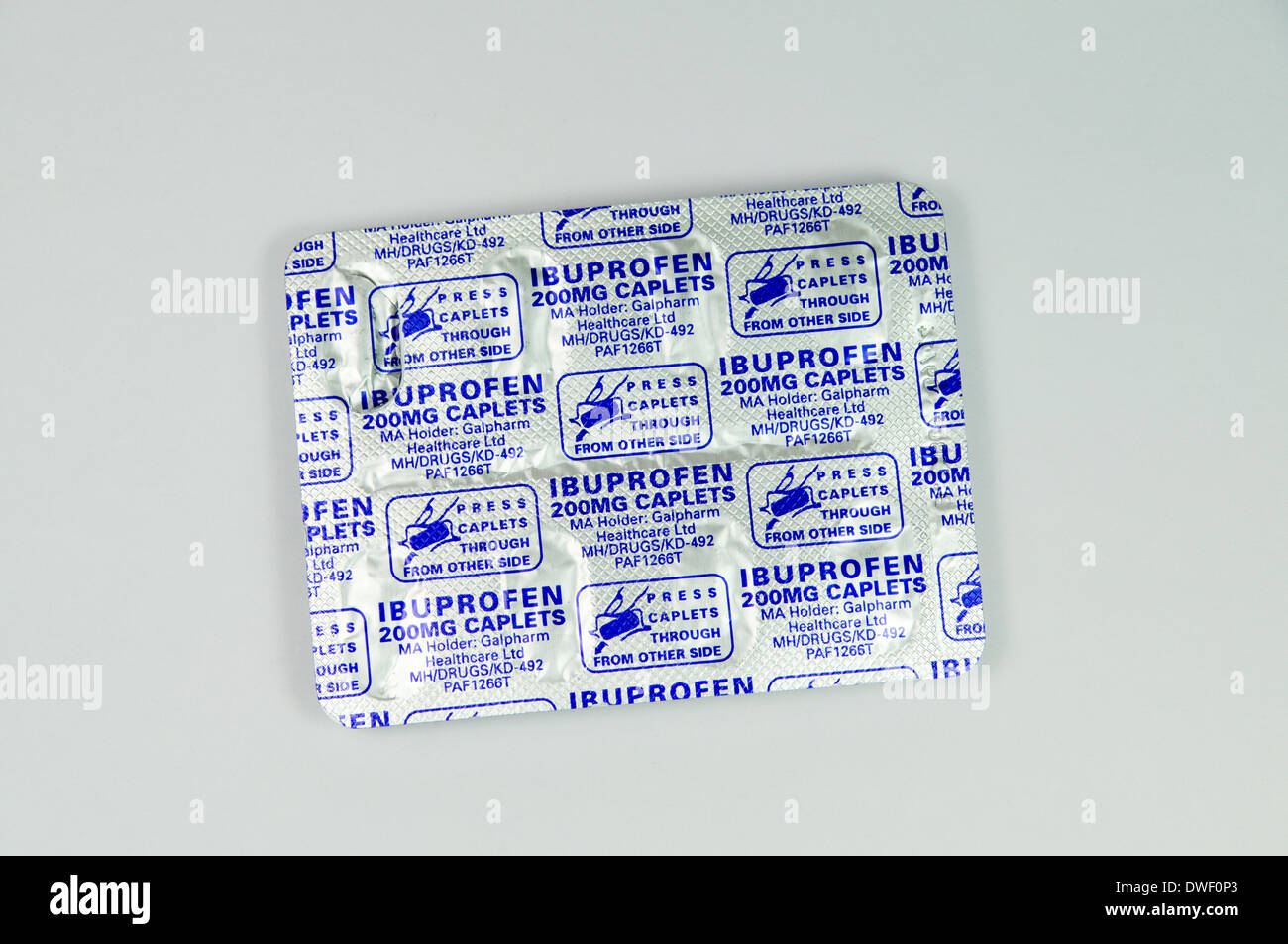 Ibuprofene Caplet il pacchetto Foto Stock