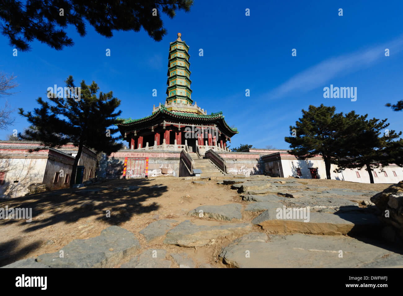 Il pagoda Wanshou, parte dell'Xumi Fushou tempio;. Nella provincia di Hebei, Chengde , Cina. Foto Stock