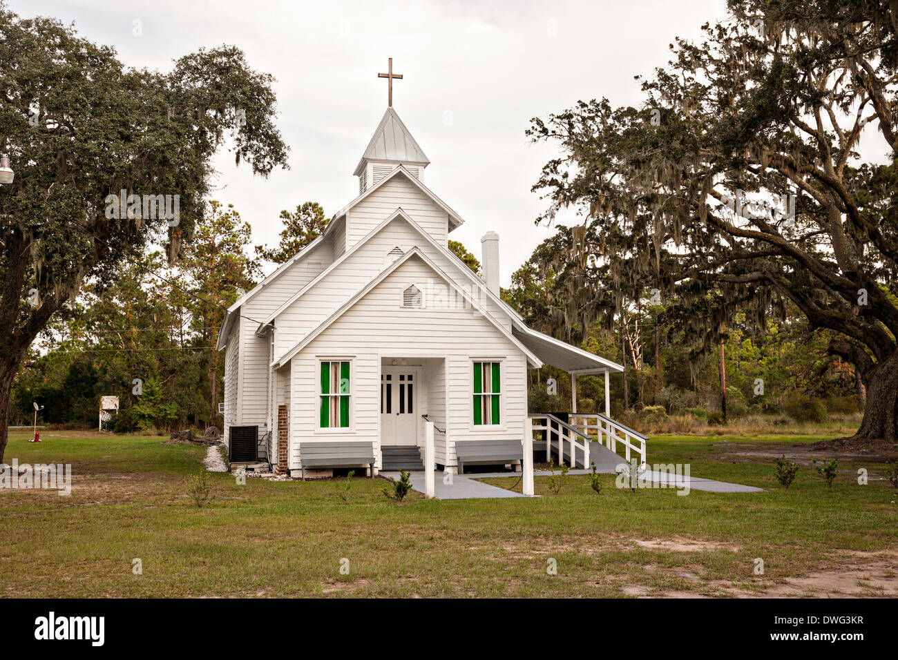 La AME Chiesa su Sapelo Island, Georgia. Un isolato Gullah storico comunità occupata dai discendenti di slave su un isola del mare al largo delle coste della Georgia. Foto Stock