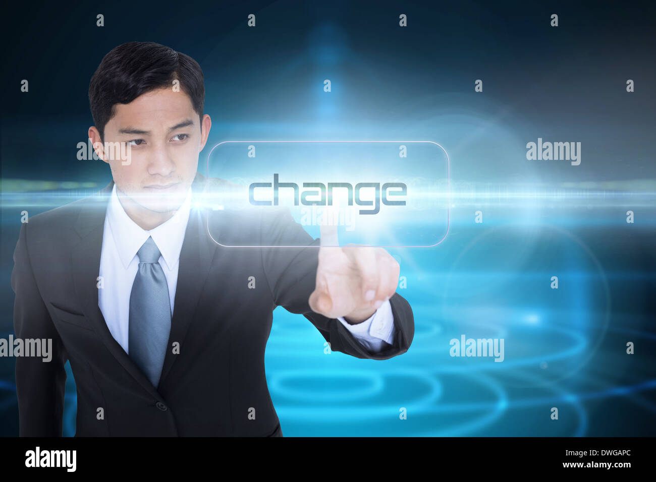 Modificare contro il futuristico shiny sfondo nero Foto Stock