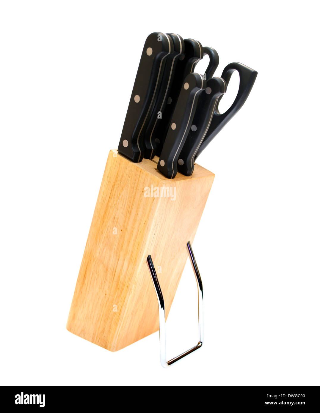 La collezione di coltelli da cucina su sfondo bianco Foto Stock