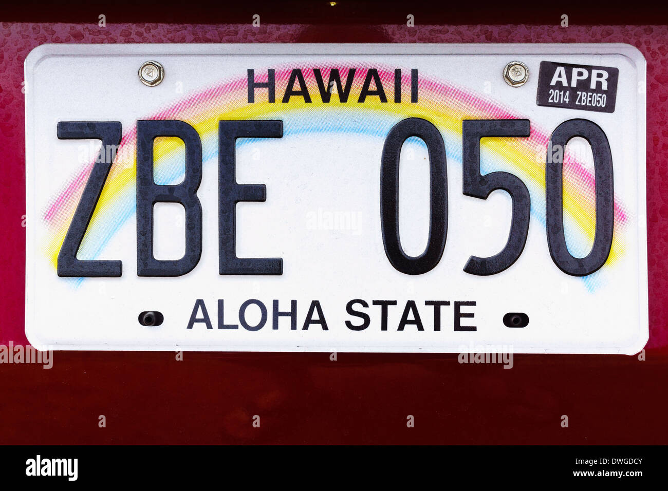 Hawaii auto piastra di licenza Foto Stock