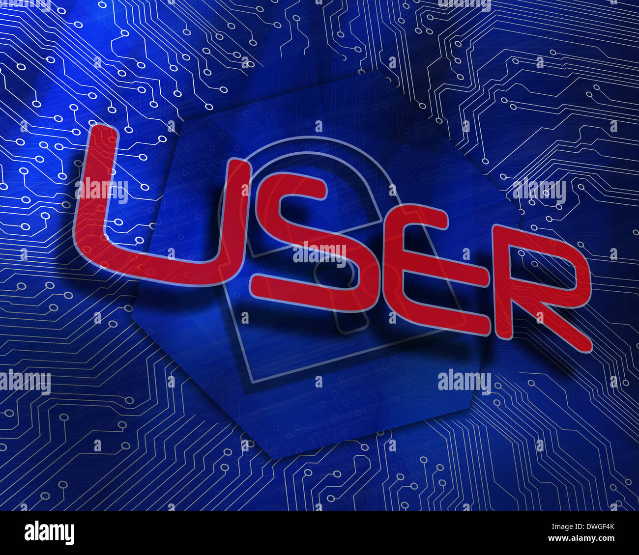 L'utente contro bloccare grafico su sfondo blu Foto Stock