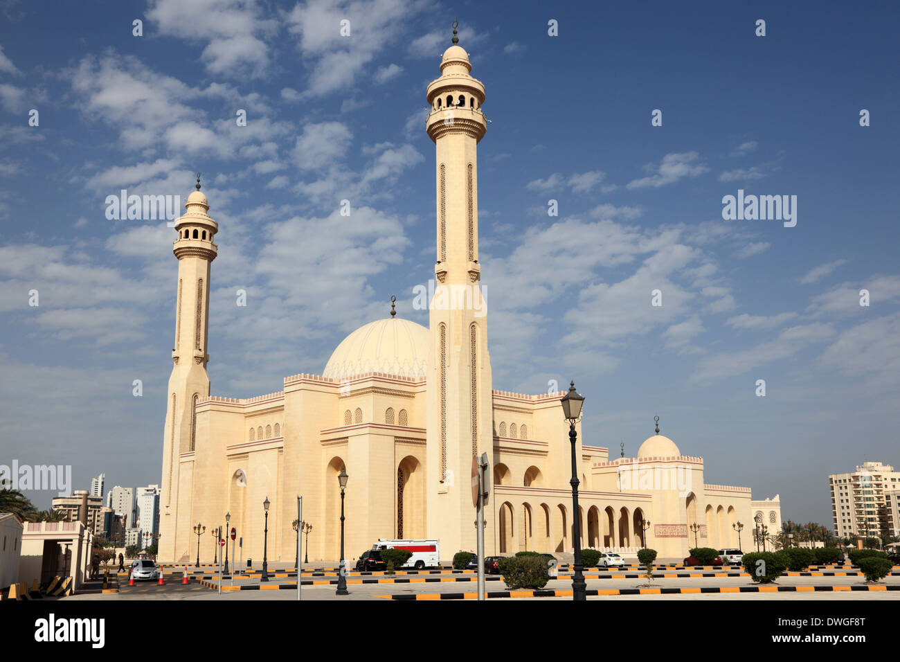 Al Fateh Grand Mosque a Manama, Bahrein, Medio Oriente Foto Stock